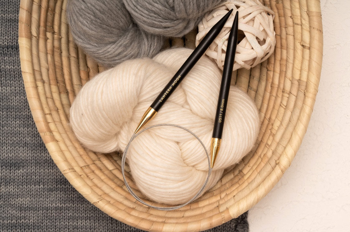 wooden circular knitting needles from Lantern Moon