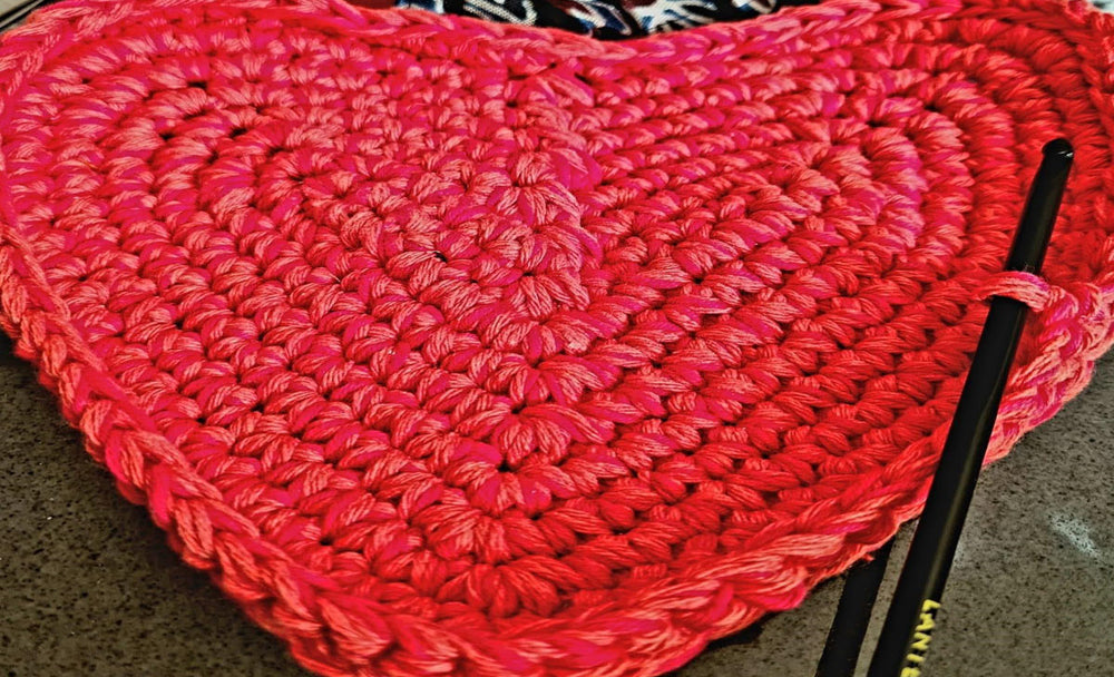 Crocheted heart basket