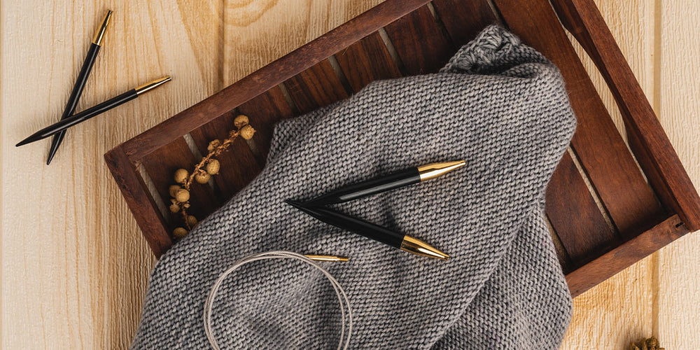 Ebony wood knitting needles from Lantern Moon